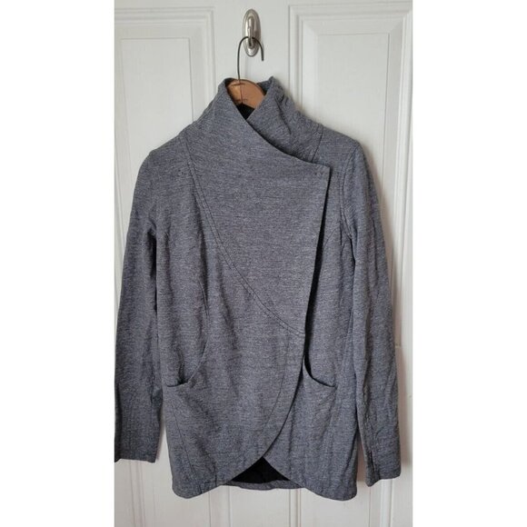 Lululemon That's A Wrap Sweater Jacket Heathered Grey Snow Slub Coal Size 6 - Picture 1 of 6